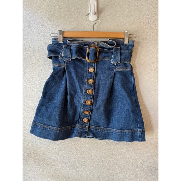 Sezane Hayden Denim Jean Skirt Belted Size 34 US Size 2 - Picture 2 of 8